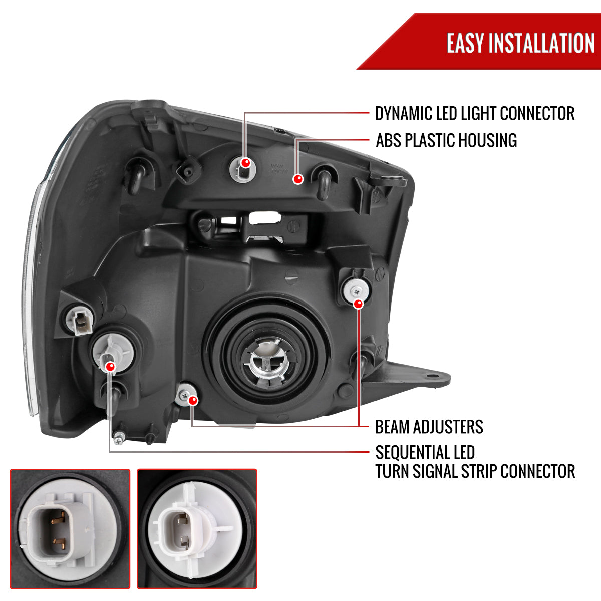 Spec-D 05-09 Equinox OEM Style with SEQ Bar Matte Headlights Black