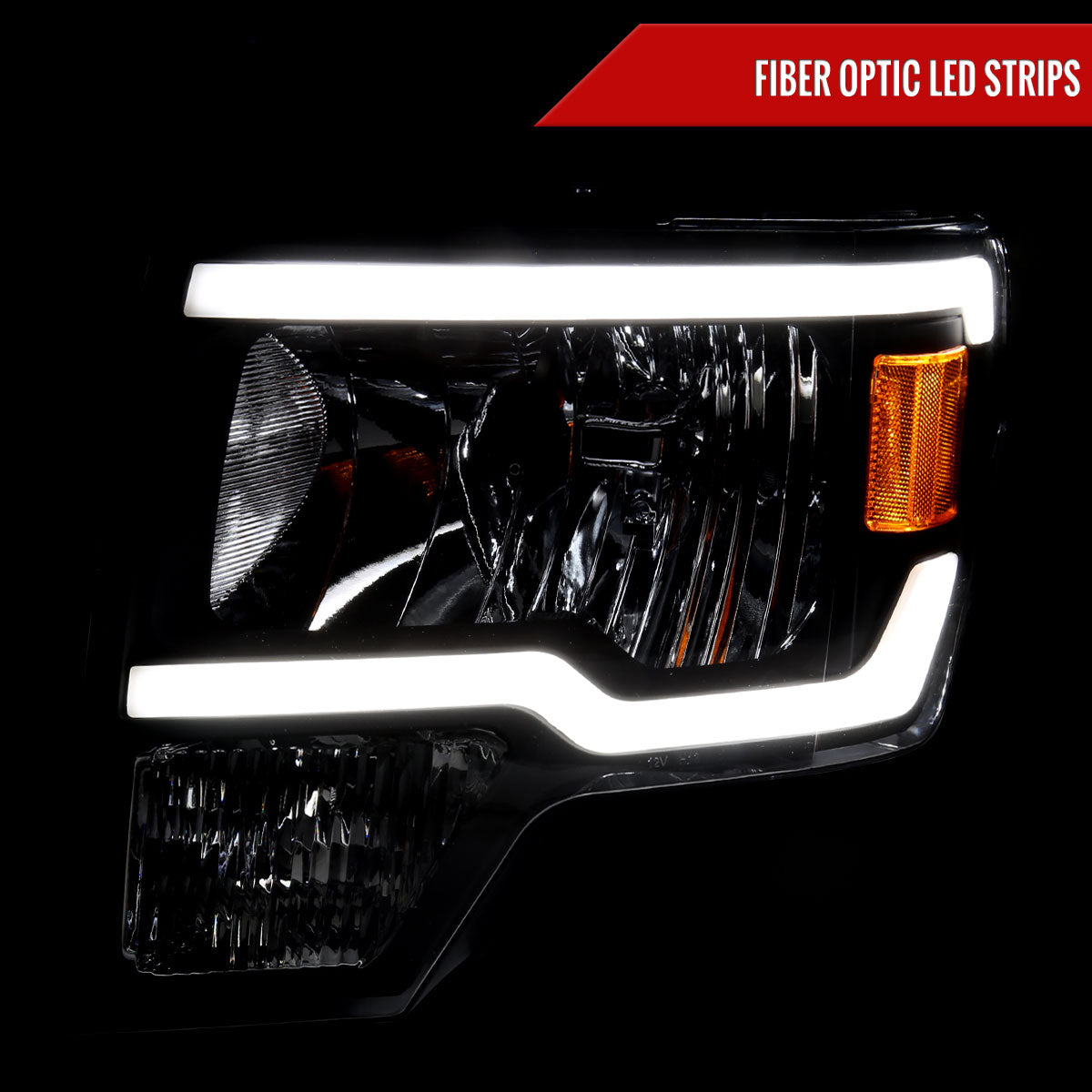 Spec-D 09-14 Ford F-150 Headlights LED Tube OEM Style Black