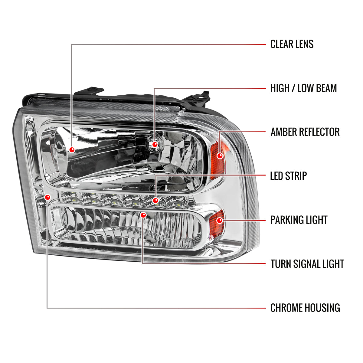 Spec-D 05-07 Ford F-250 F-350 Headlights Projector Chrome/Clear