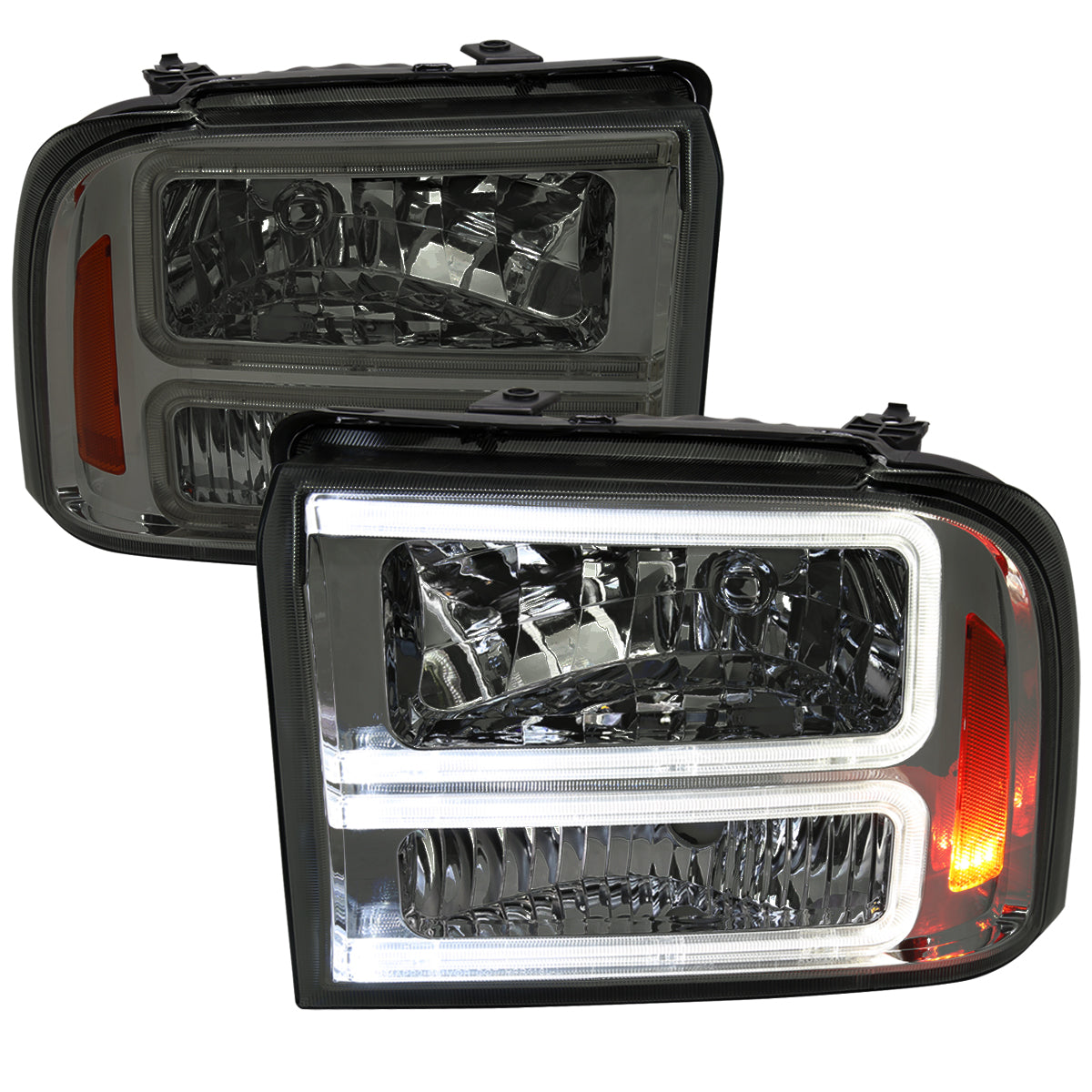 Spec-D 05-07 Ford F-250 F-350 Headlights Projector Jet Black/Smoked G3
