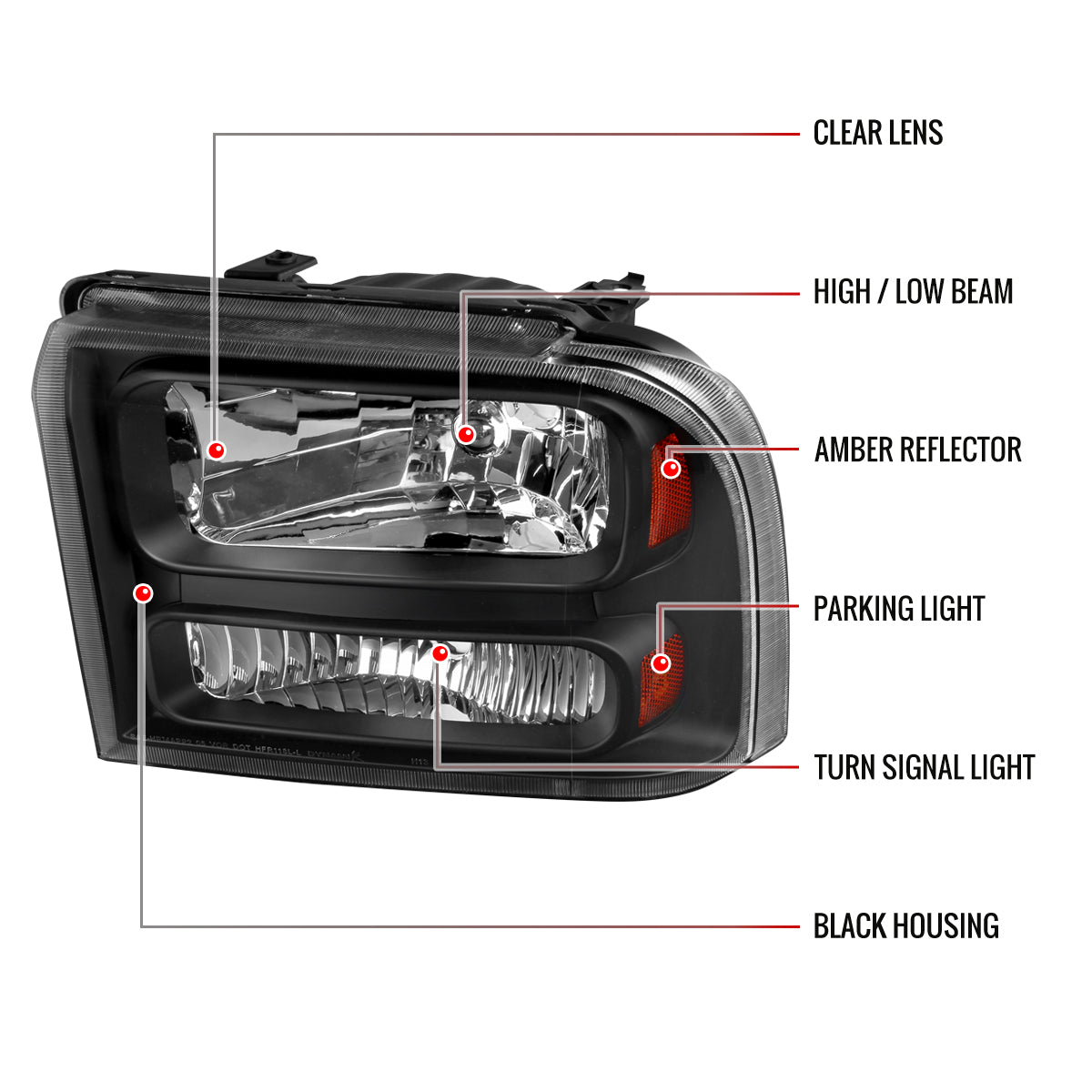 Spec-D 05-07 F250/F350/F450/F550/Excursion Headlights Matte Black