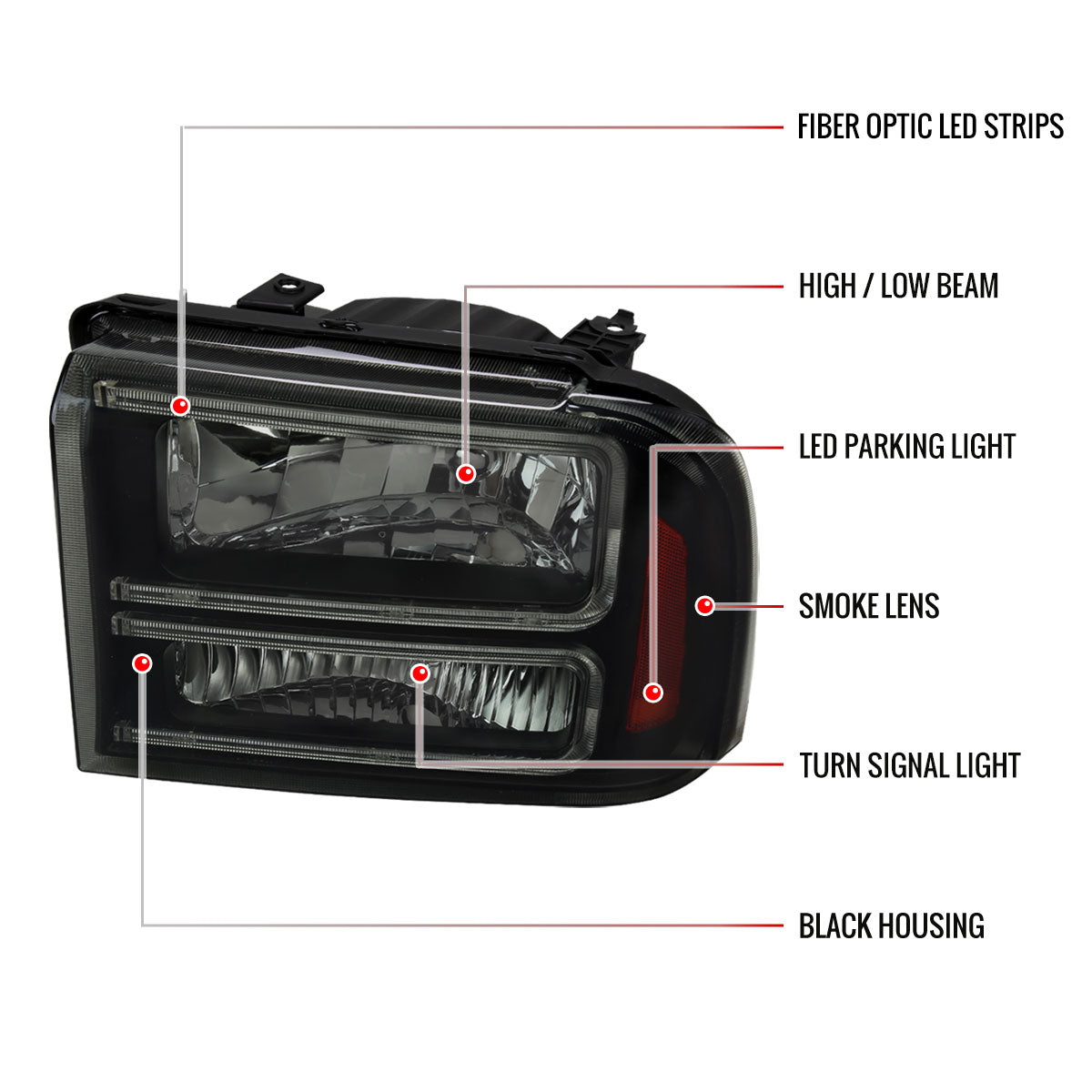 Spec-D 05-07 Ford F-250 F-350 Headlights Projector Smoked G3