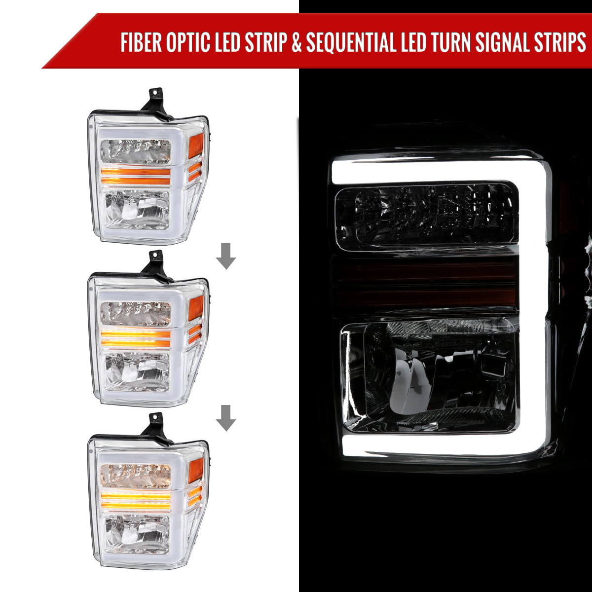 Spec-D 08-10 F250/F350/F450/F550 Super Duty SEQ OE Style Headlights