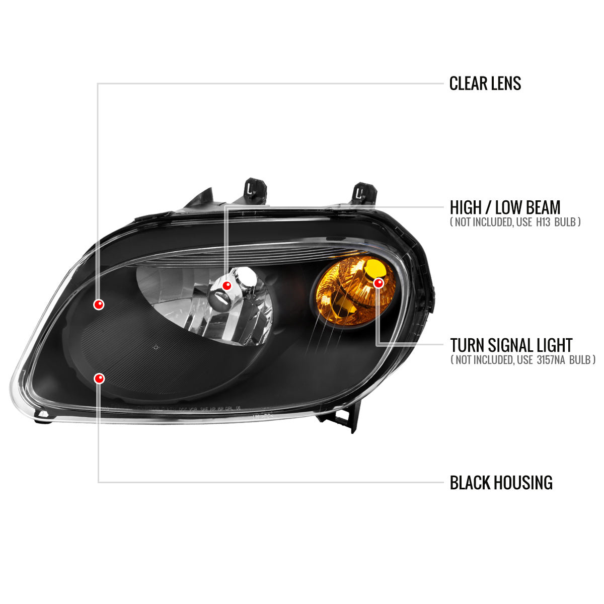 Spec-D 06-11 Chevy HHR Headlights OEM Style Matte Black