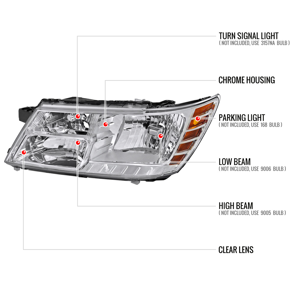 Spec-D 09-20 Dodge Journey Headlights OEM Style Chrome