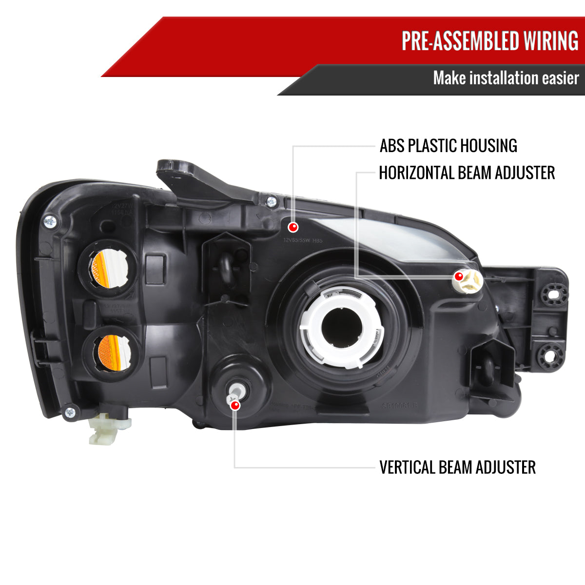 Spec-D 00-04 Legacy 03-06 Baja Sport Headlights OEM Style Black