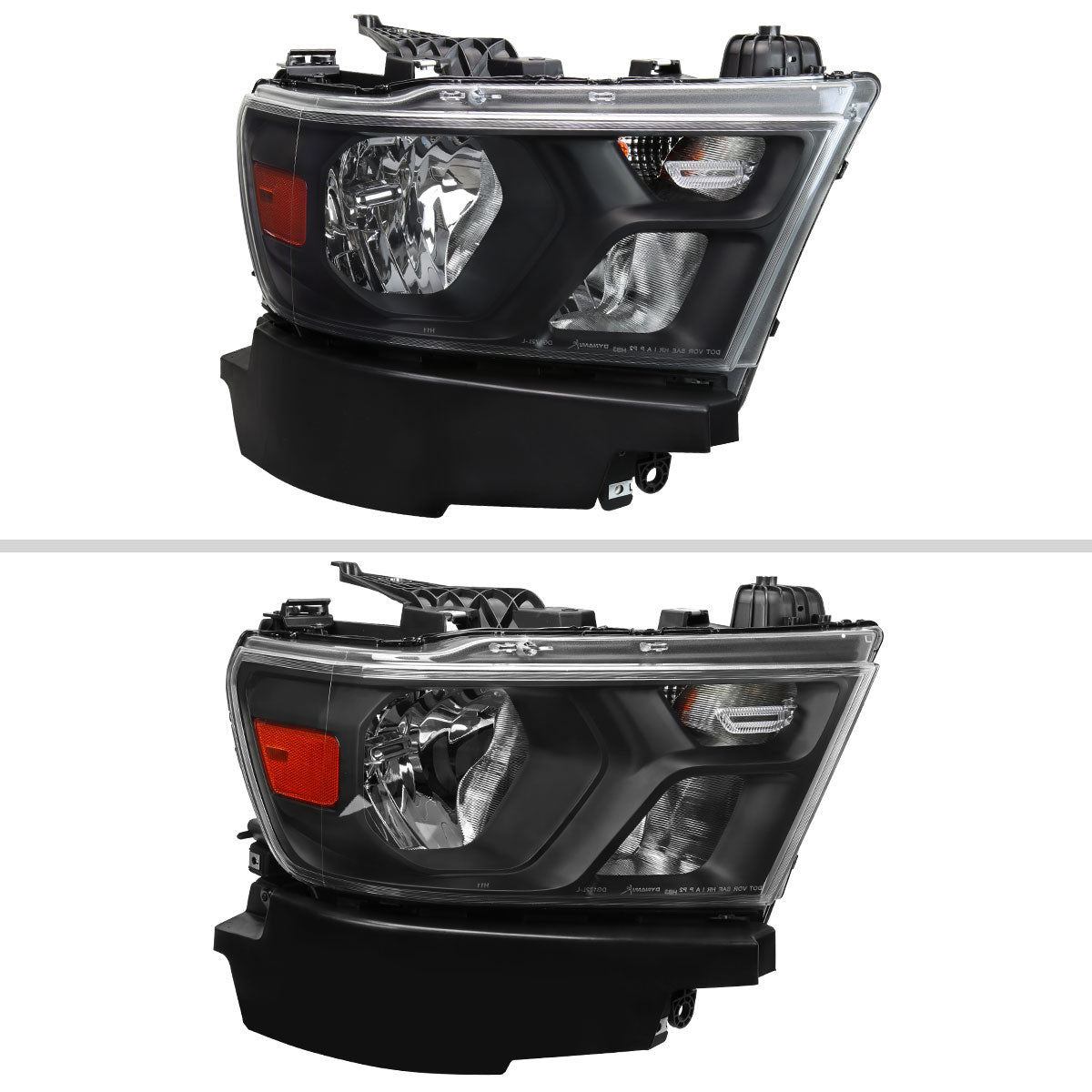 Spec-D 19-24 Ram 1500 Passenger Headlight Black/Clear Replacement