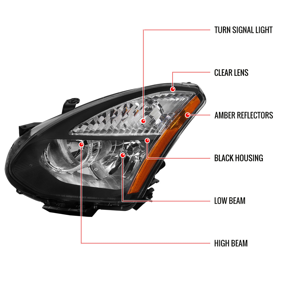 Spec-D 08-15 Nissan Rogue Headlights OEM Style Black/Amber Reflectors