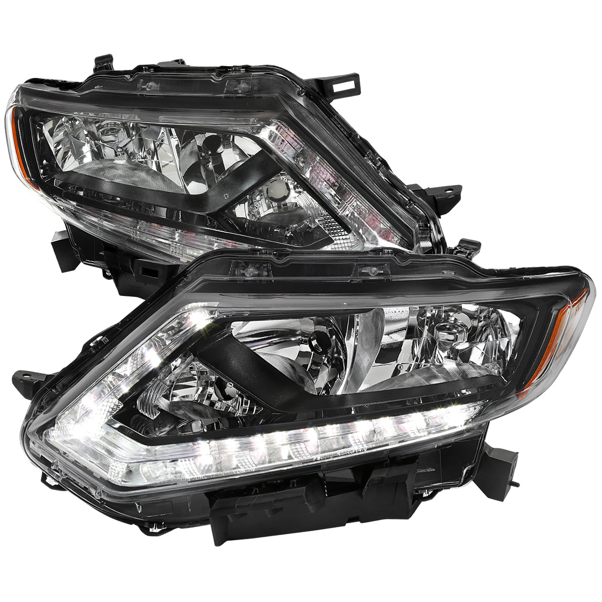Spec-D 14-16 Nissan Rogue Headlights LED Strip OEM Style Black