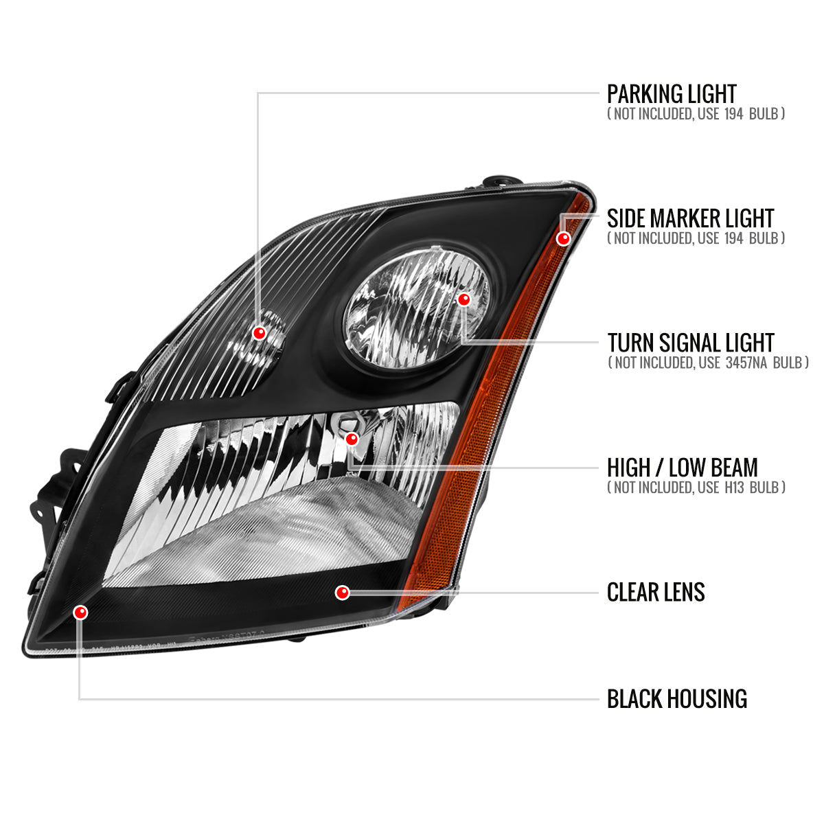 Spec-D 07-09 Nissan Sentra Headlights OEM Style Black/Clear
