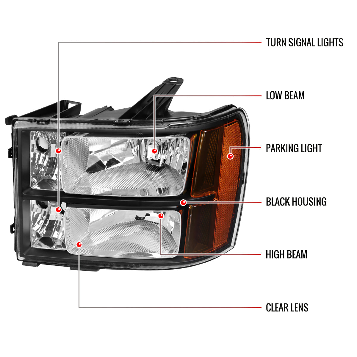 Spec-D 07-14 GMC Yukon/XL 1500/XL 2500 SEQ Projector Headlights Black