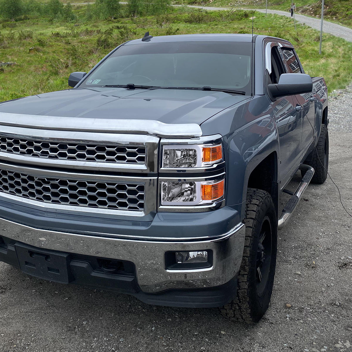 Spec-D 14-15 Chevy Silverado 1500 LED Bar OE Style Headlights Chrome