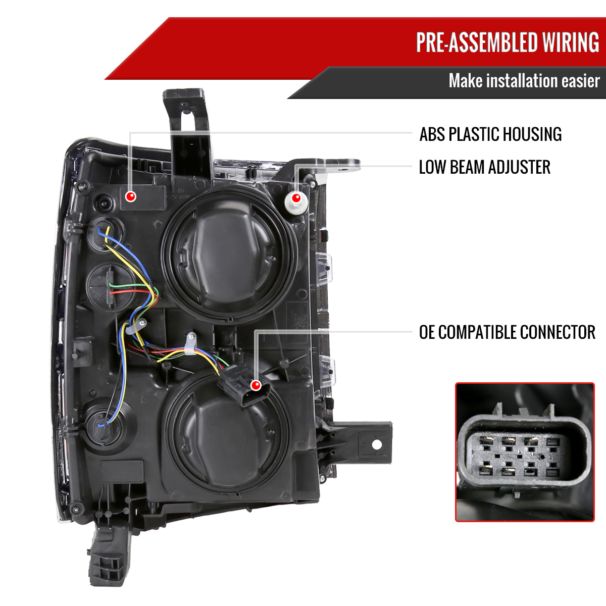 Spec-D 14-15 Chevy Silverado 1500 Headlights OEM Style Black