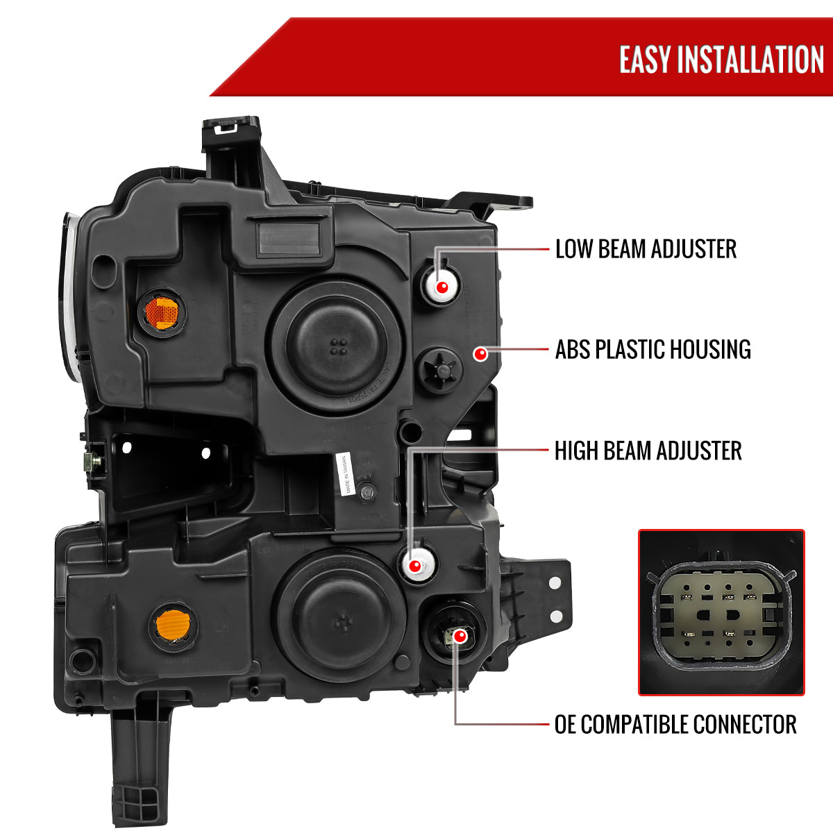 Spec-D 19-21 Silverado 1500 Driver Projector Black Replacement