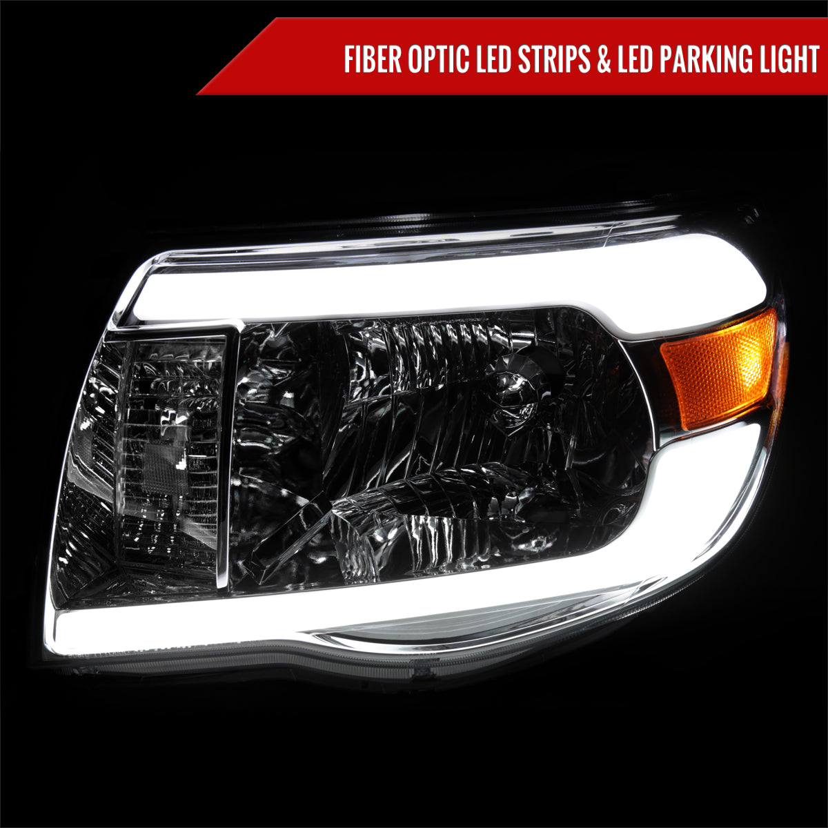 Spec-D 05-11 Tacoma LED Bar Headlights OEM Style Chrome