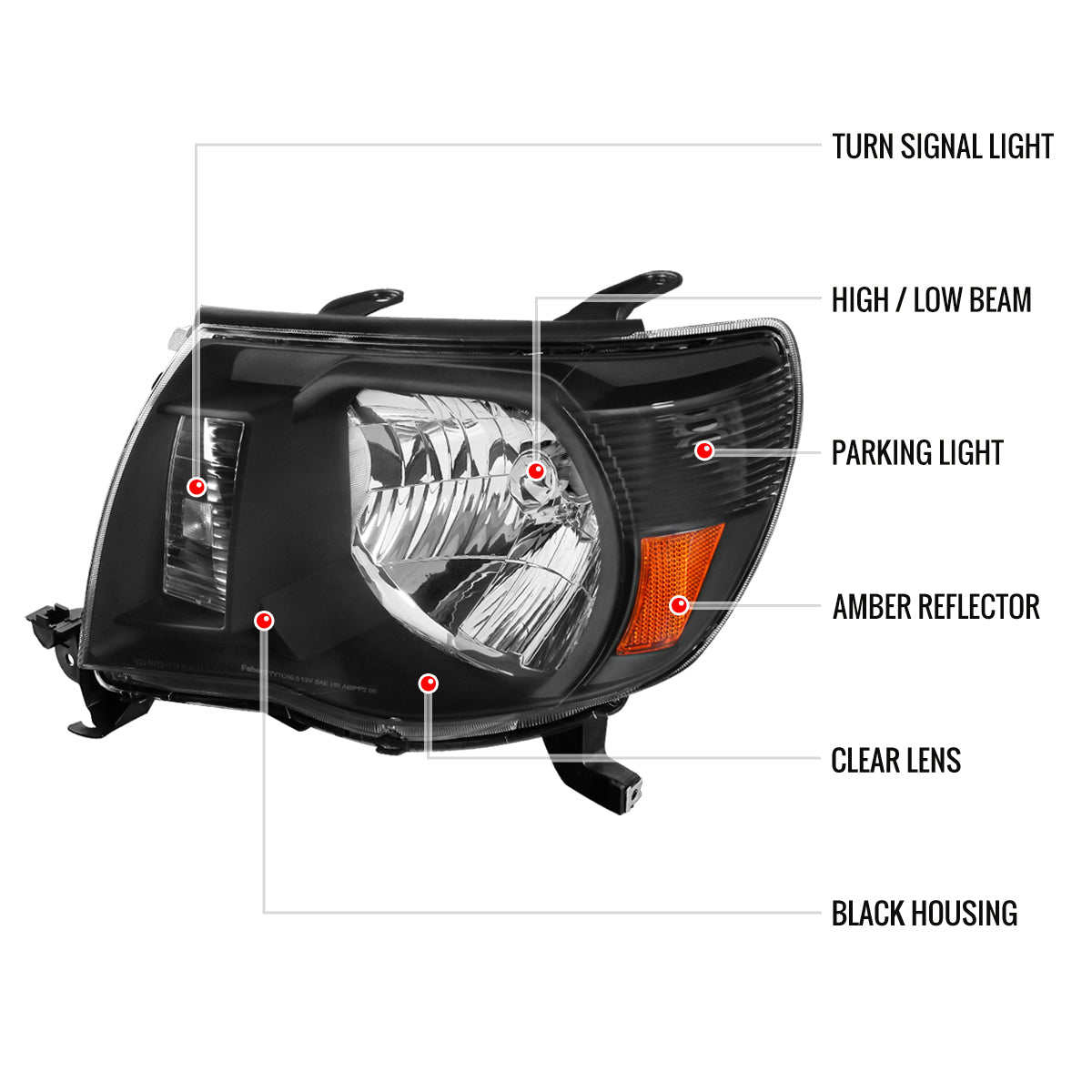 Spec-D 05-11 Toyota Tacoma OEM OEM Style Headlights Black