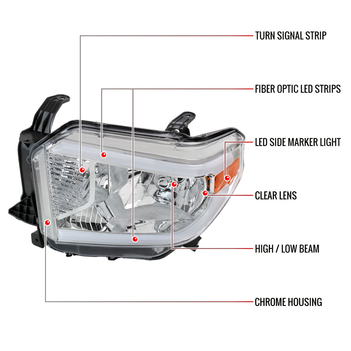 Spec-D 14-21 Tundra LED Bar Headlights OEM Style Chrome