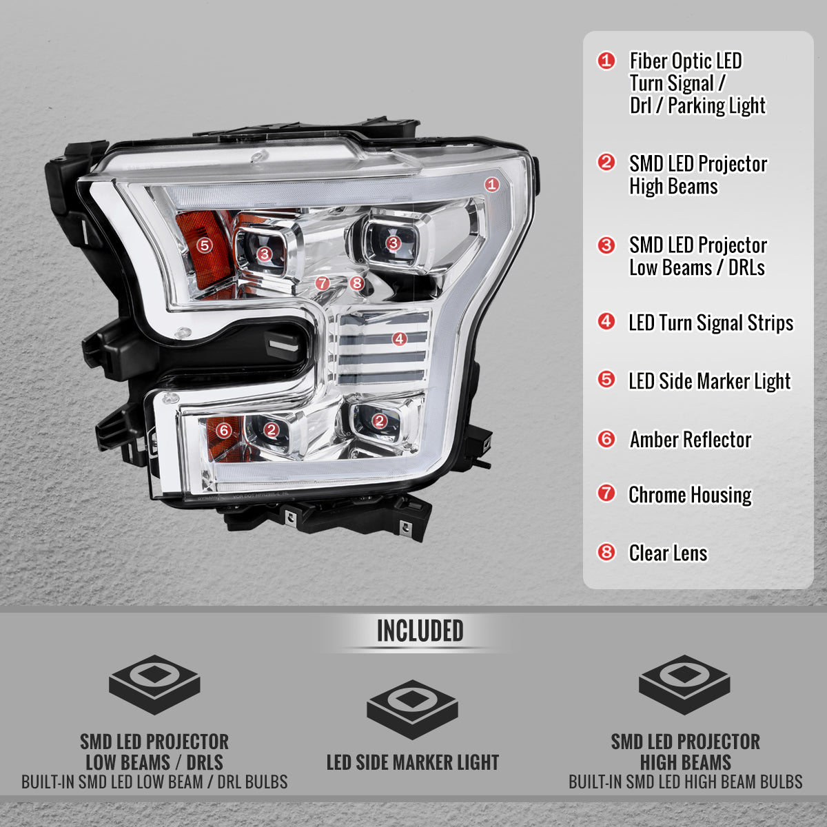 Spec-D 15-17 Ford F-150 Headlights Full LED Switchback Sequential.