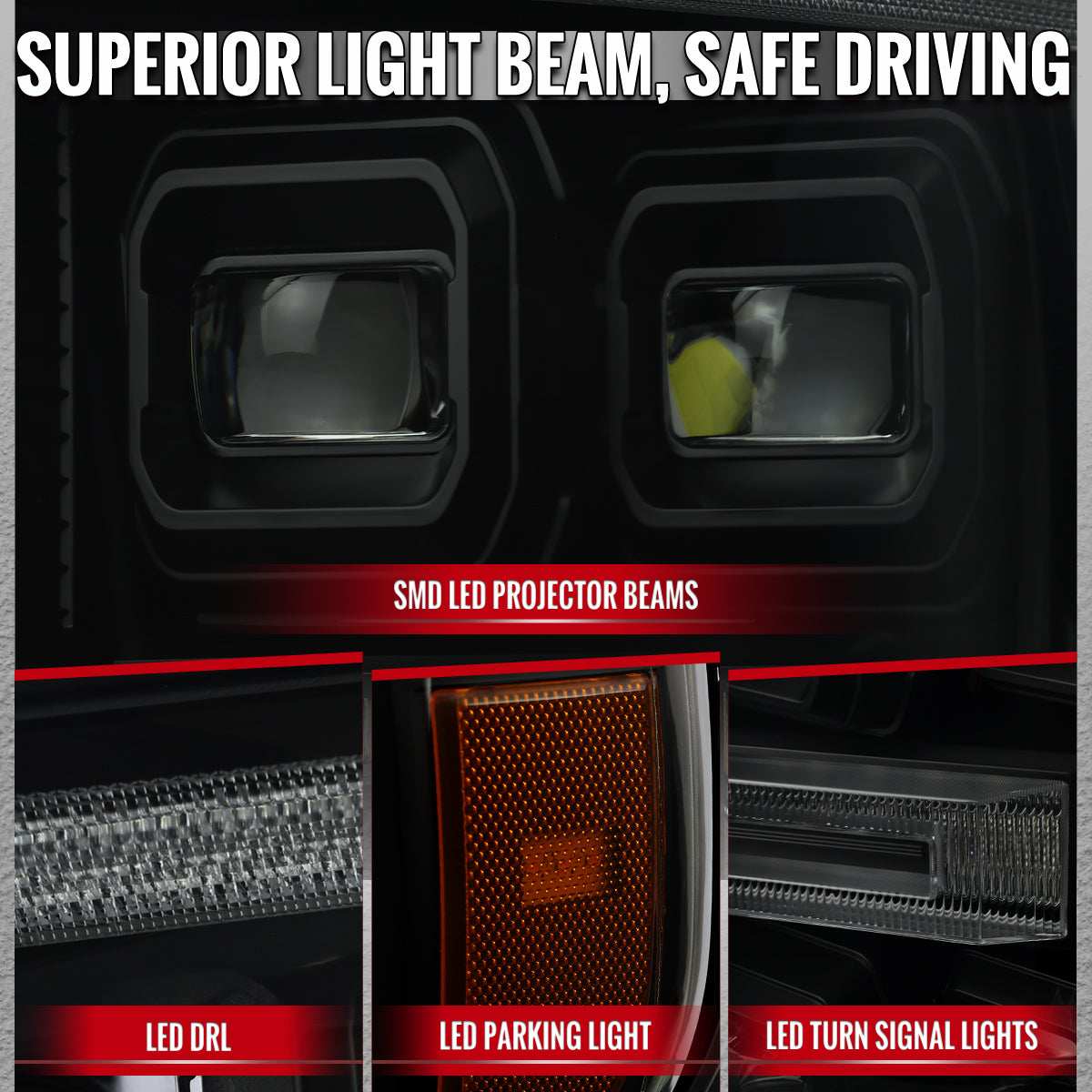 Spec-D 21-23 F-150 SEQ LED Projector Headlights Halogen Smoked