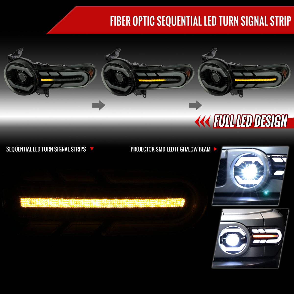 Spec-D 07-14 FJ Cruiser Projector Headlights with SEQ Turn Blk Smoked