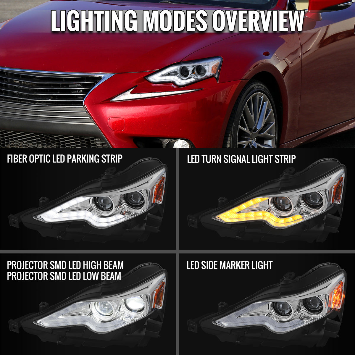 Spec-D 14-15 Lexus IS250 IS350 Headlights Projector Chrome