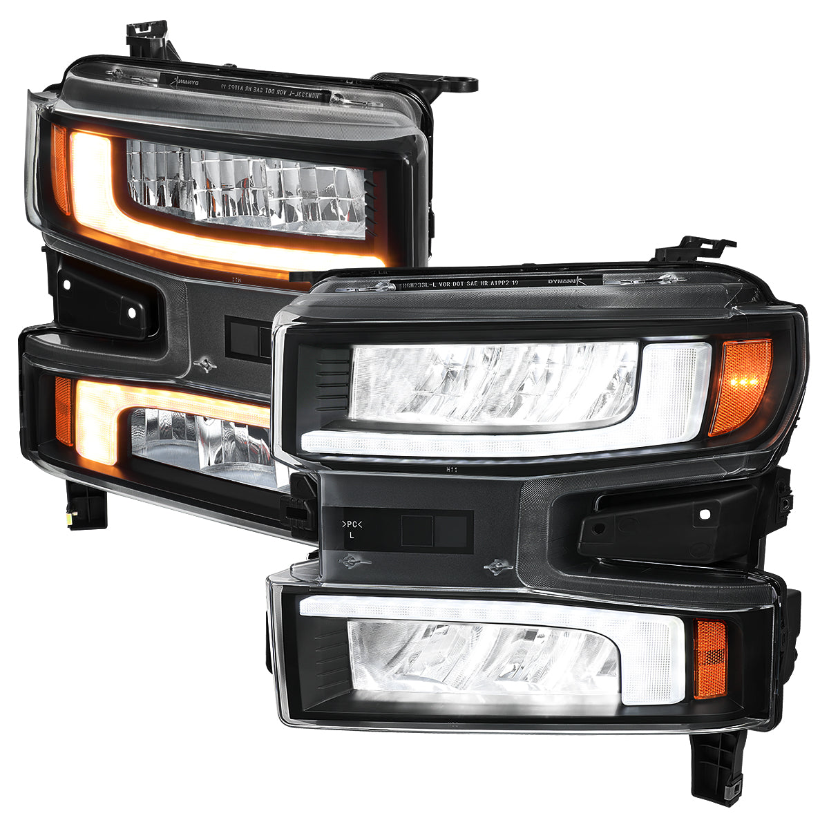 Spec-D 19-21 Chevy Silverado 1500 Headlights with SEQ Turns Black