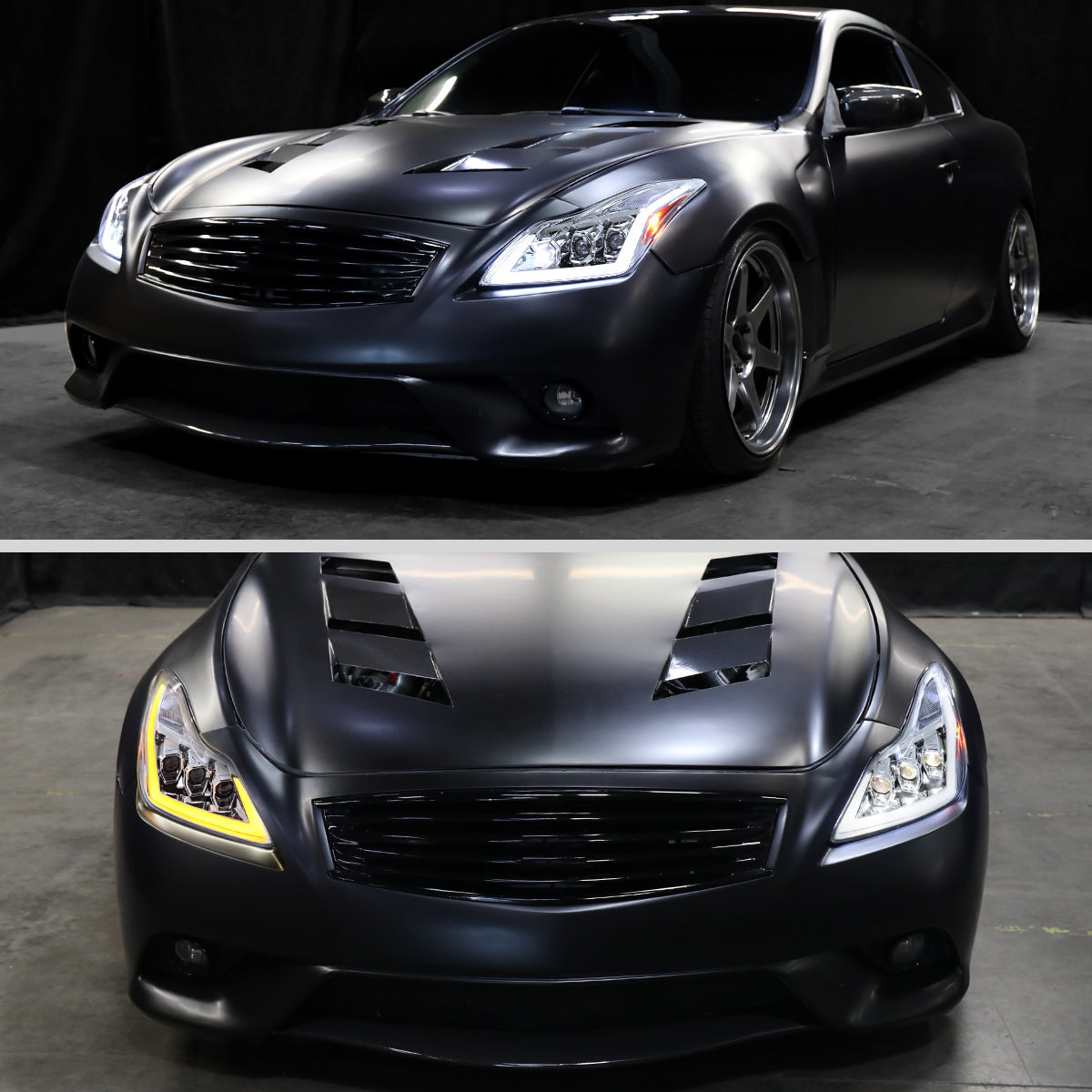 Spec-D 08-13 G37/14-15 Q60 2DR Triple Projector Headlights SEQ Clear