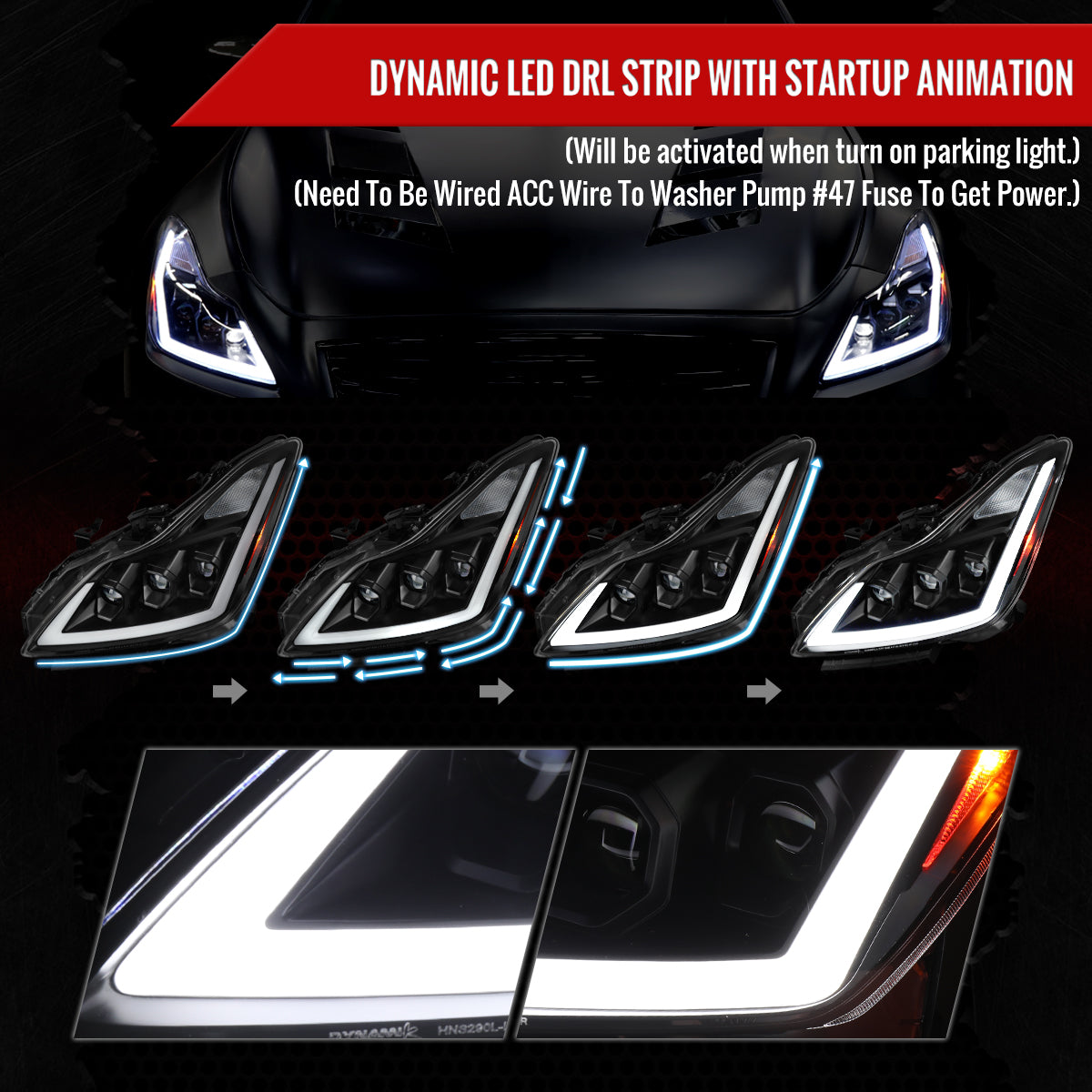 Spec-D 08-13 G37 14-15 Q60 2DR Headlights Triple Projector Black/Clear
