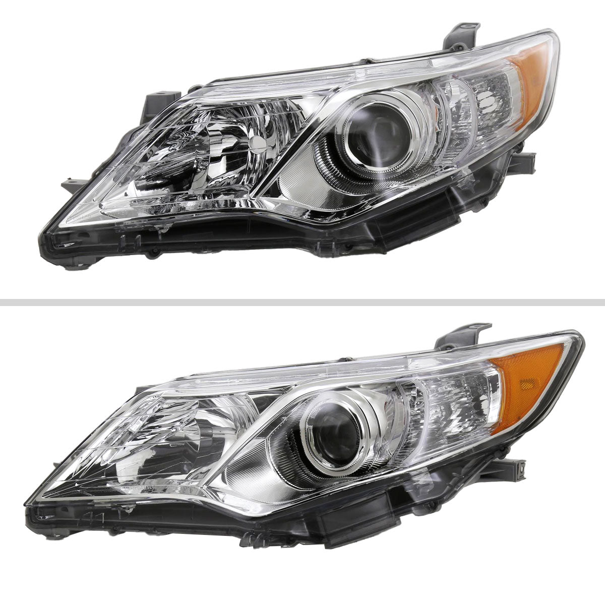 Spec-D 12-14 Camry Projector Headlights Amber Reflectors Chrome