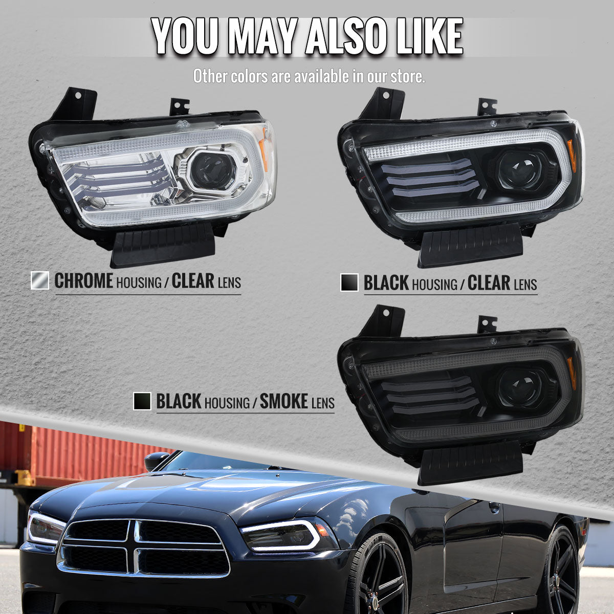 Spec-D 11-14 Dodge Charger Projector HID Headlight Black