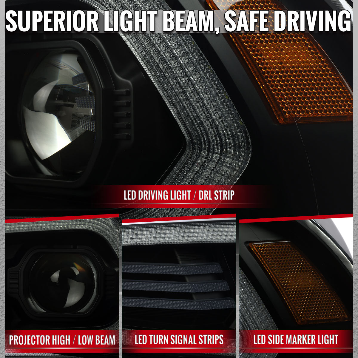 Spec-D 11-14 Dodge Charger Projector Headlight Matte Black/Smoked Lens