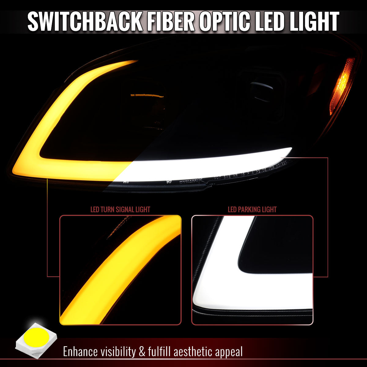 Spec-D 05-10 Cobalt Pontiac G5/Pursuit Headlights LED Bar Matte Black