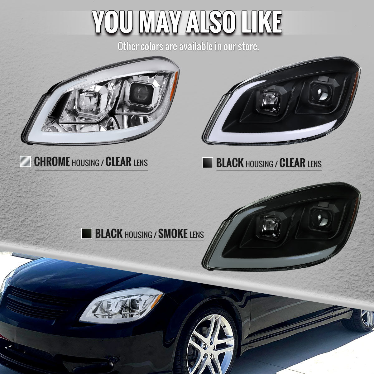Spec-D 05-10 Cobalt Pontiac G5/Pursuit Headlights LED Bar Matte Black