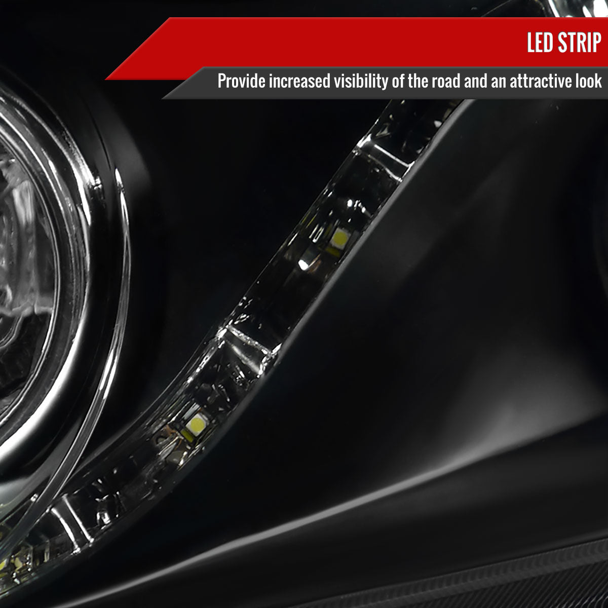 Spec-D 06-11 Honda Civic Sedan Headlights R8 LED Strip Black