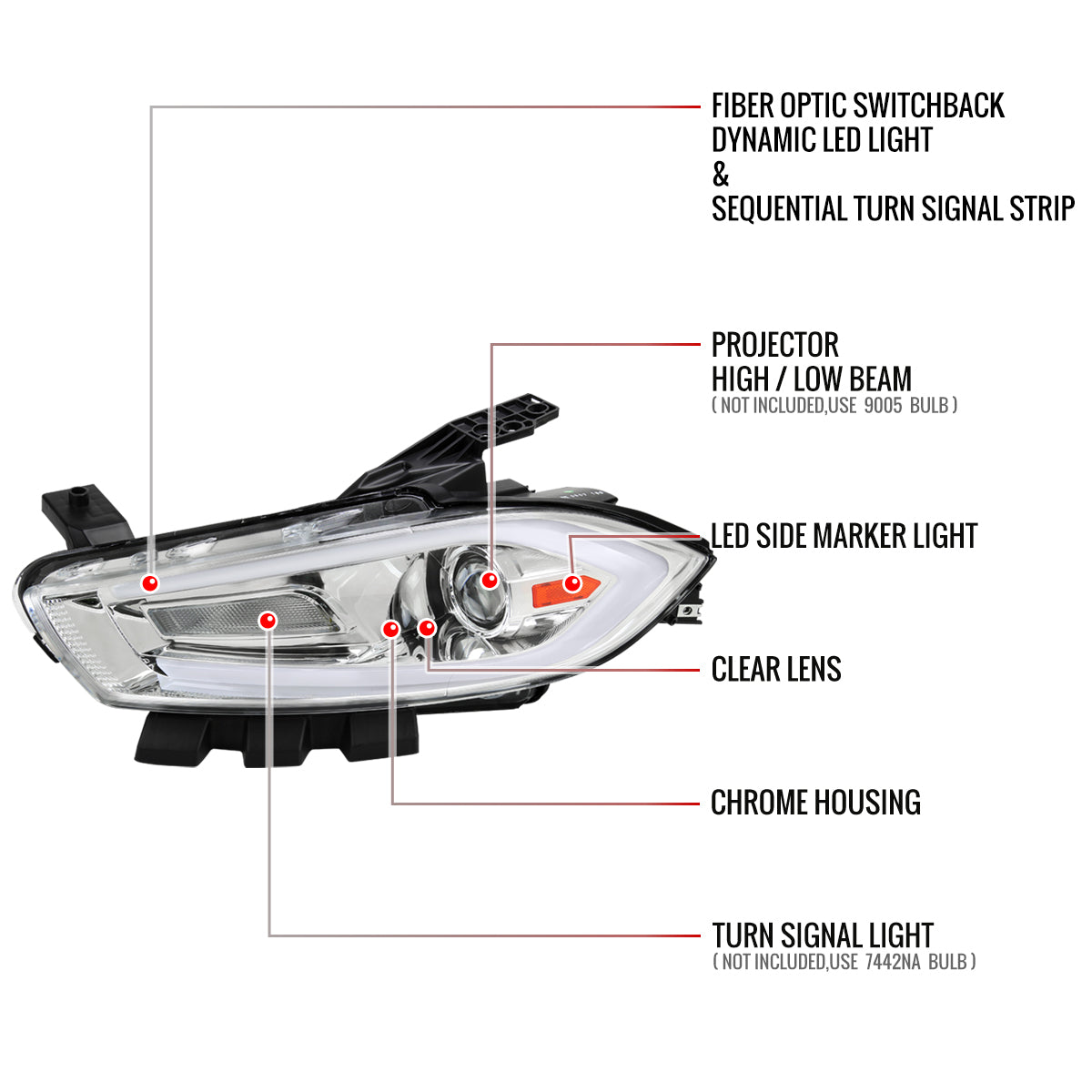 Spec-D 13-16 Dodge Dart Headlights Sequential LED Chrome