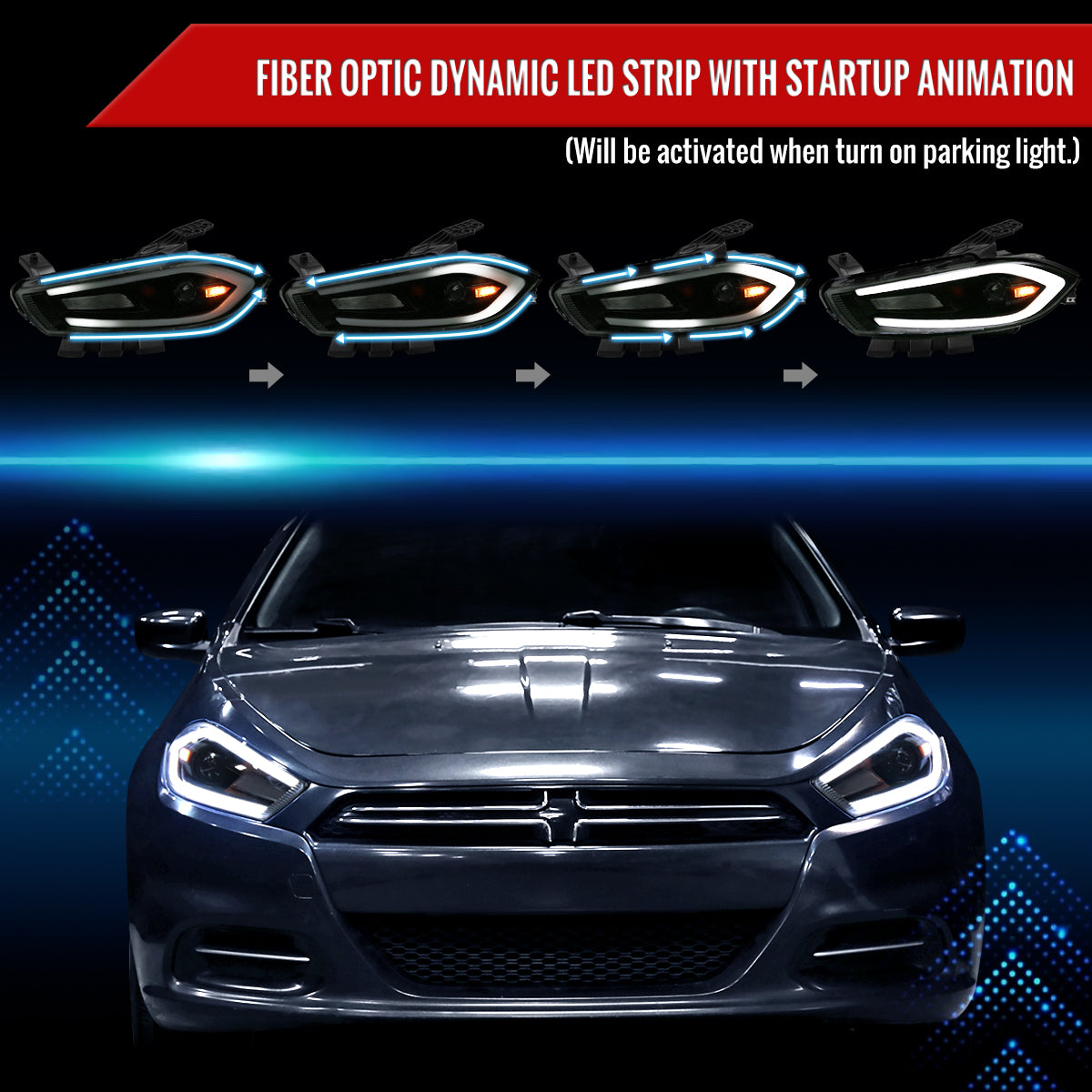 Spec-D 13-16 Dodge Dart Headlights Sequential LED Black/Smoked