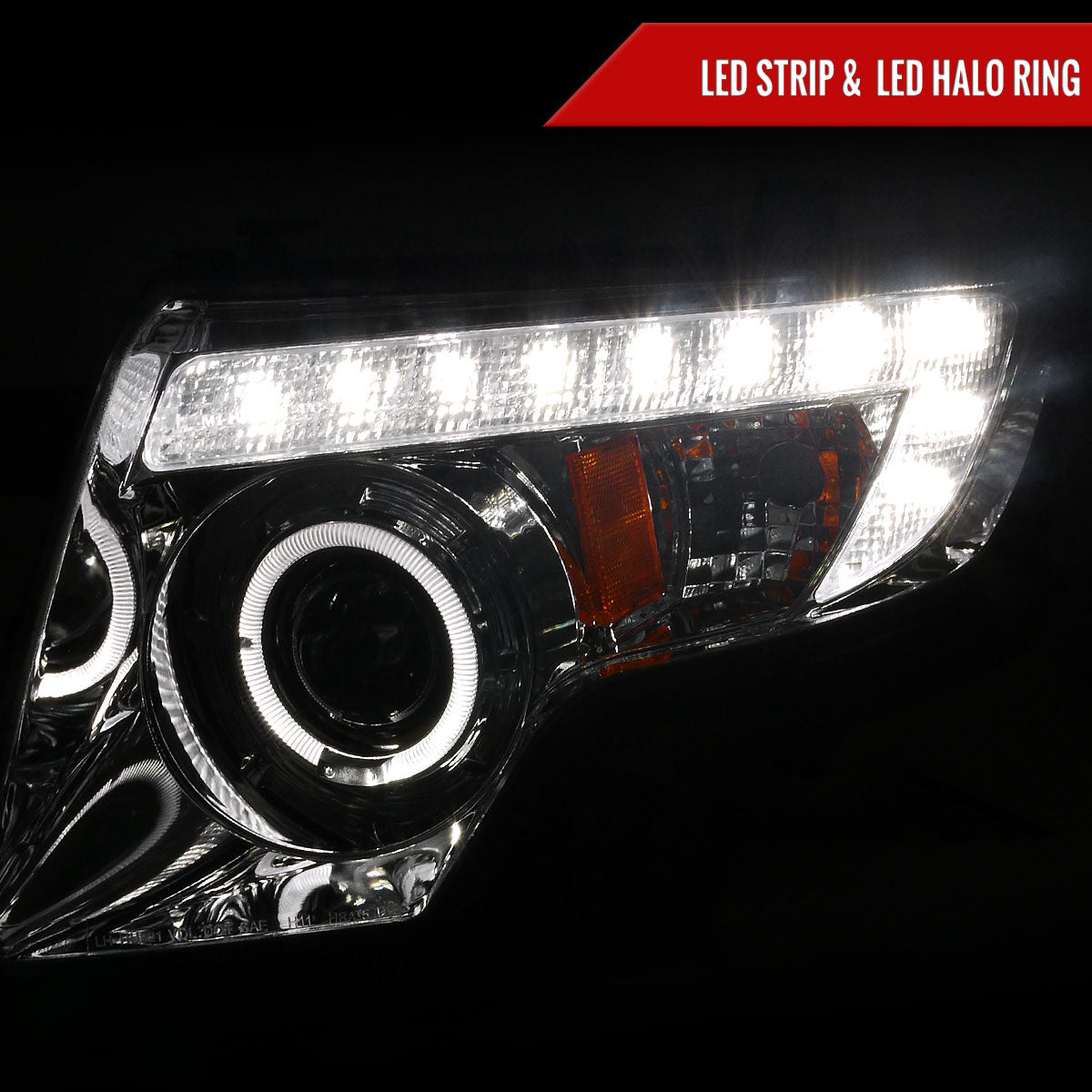 Spec-D 07-10 Ford Edge Halo Projector Headlights LED Strip Chrome