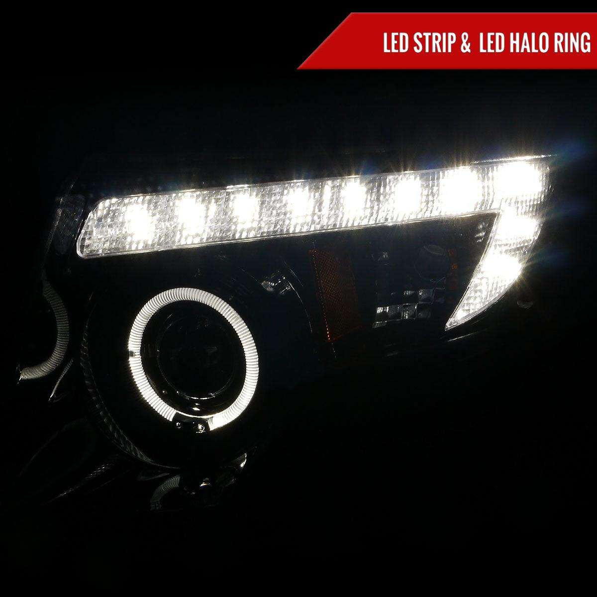 Spec-D 07-10 Ford Edge Halo Projector Headlights Strip GL Blk/ Smoked