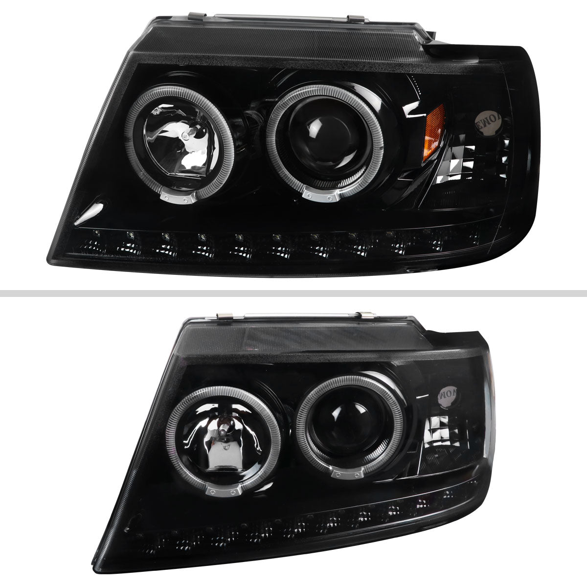 Spec-D 02-05 Ford Explorer Dual Halo Projector Headlights Strip Black
