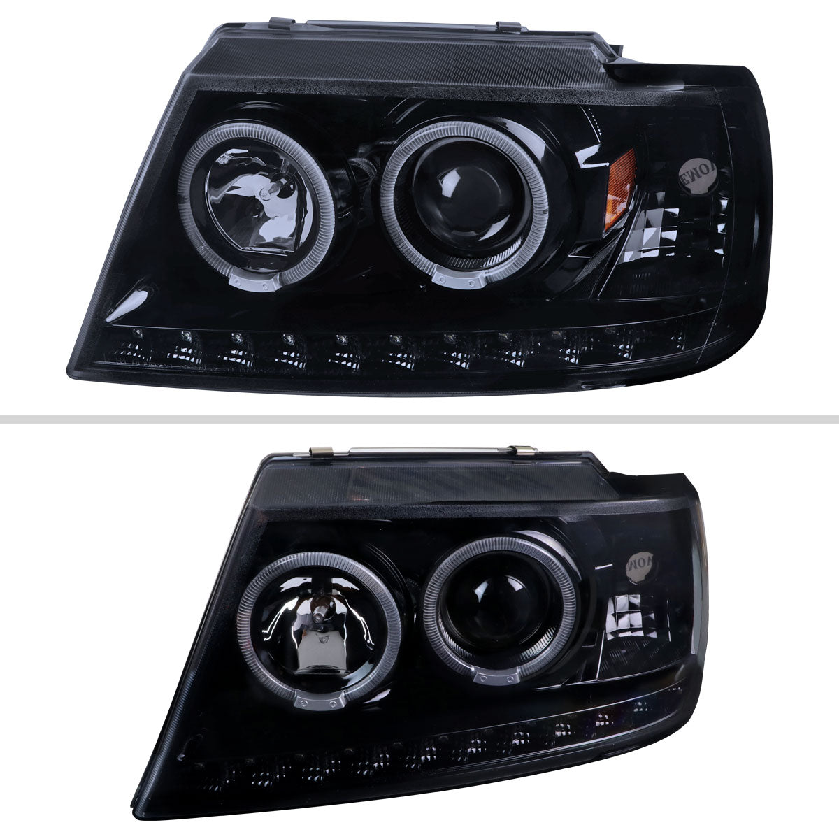 Spec-D 02-05 Ford Explorer Dual Halo Headlights Glassy Black/Smoked