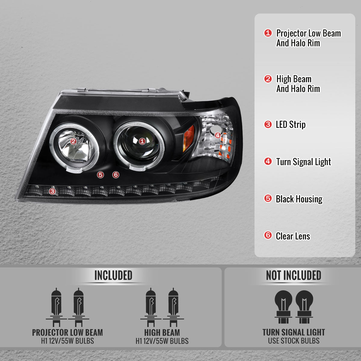 Spec-D 02-05 Ford Explorer Headlights Dual Halo Projector Black