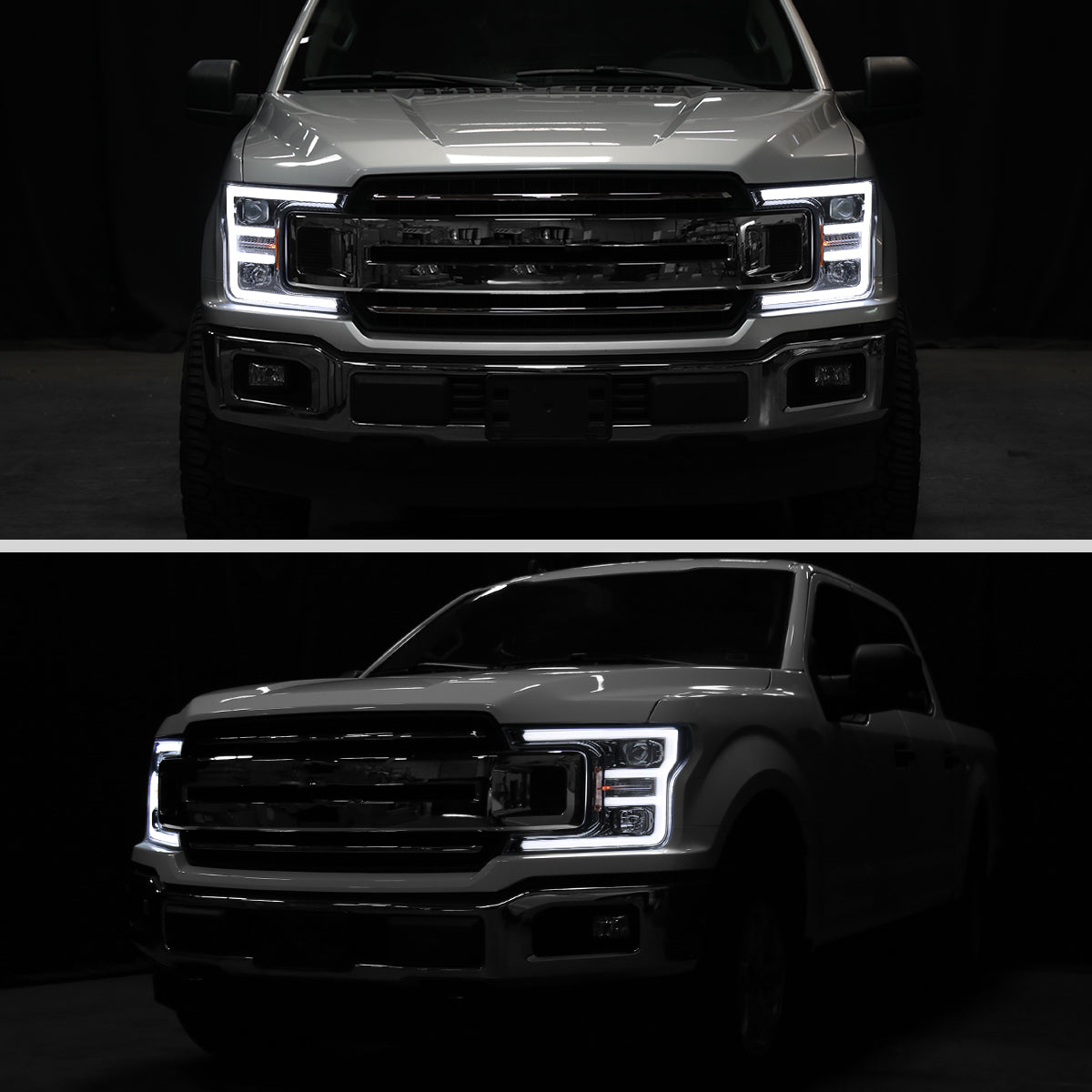 Spec-D 18-20 Ford F-150 Projector Headlights Chrome/Smoked.