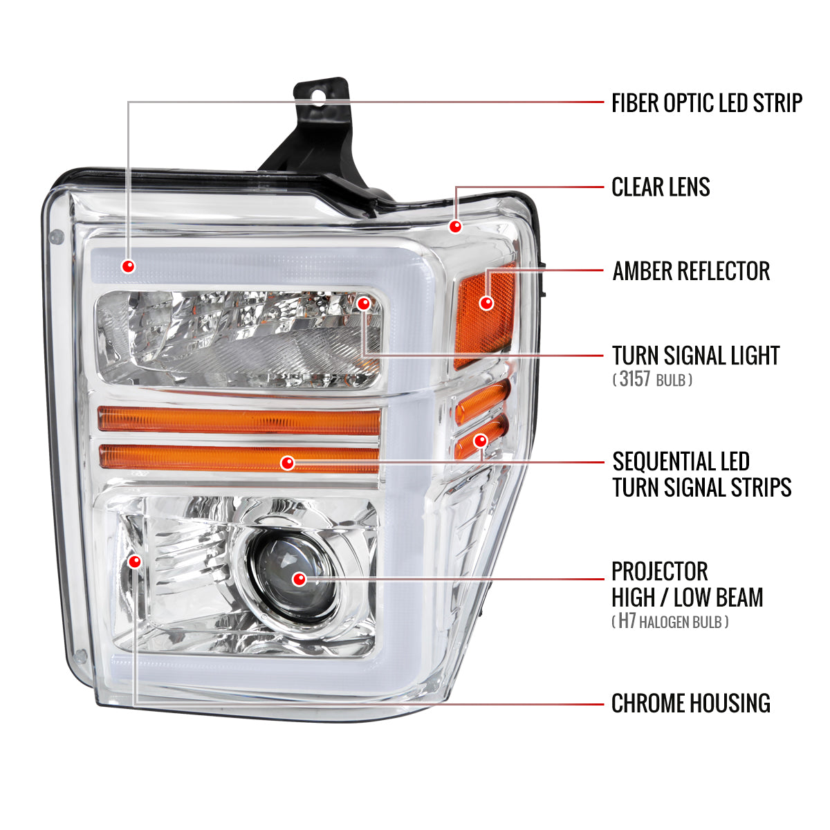 Spec-D 08-10 F250/F350/F450/F550 Super Duty Headlights Sequential