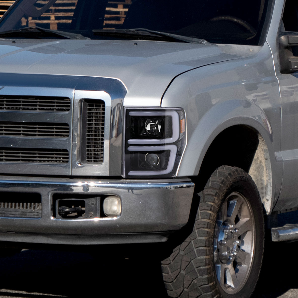 Spec-D 08-10 Ford F-250 Super Duty Headlights Sequential Jet Black