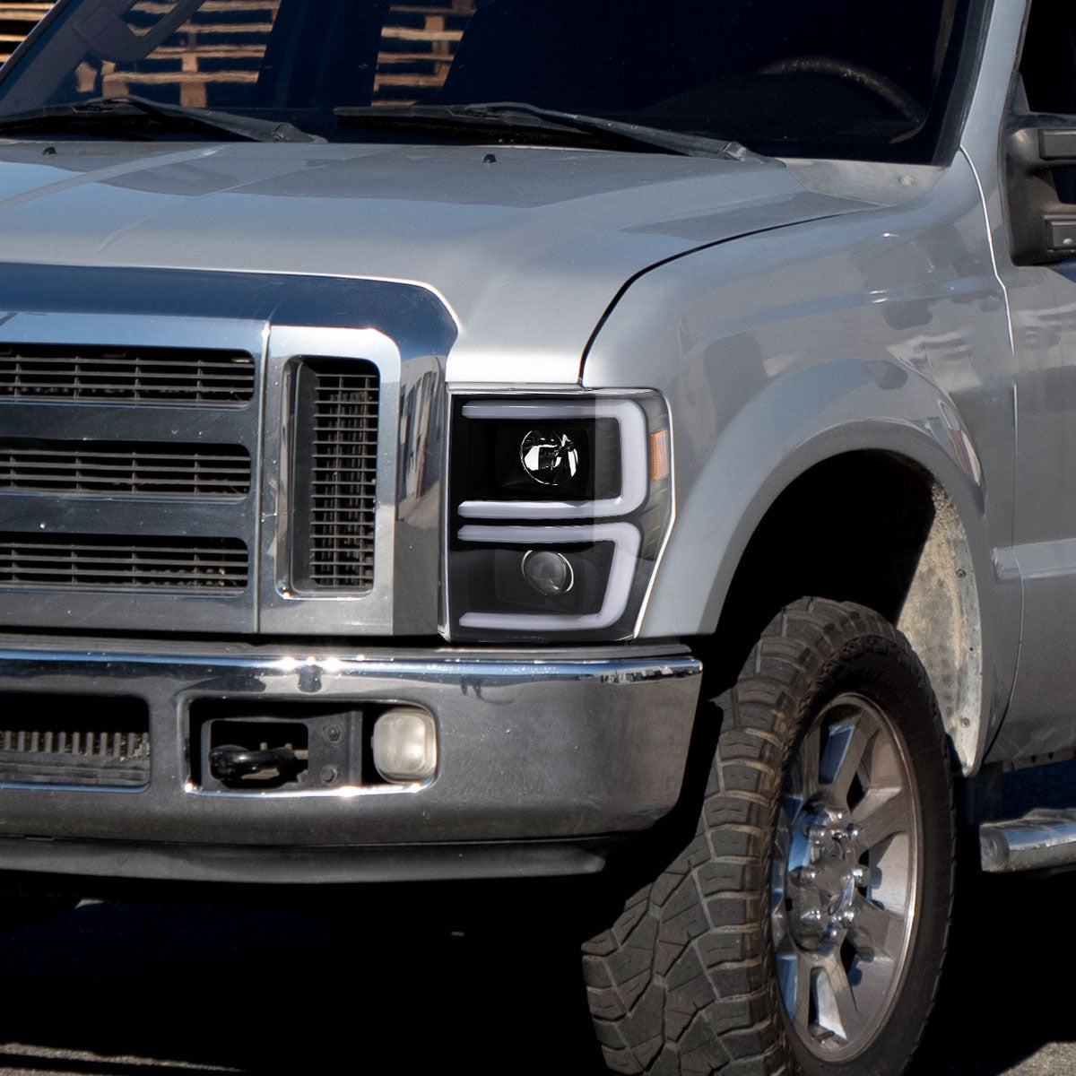 Spec-D 08-10 Ford F250/F350/F450/F550 Sequential Headlights Black