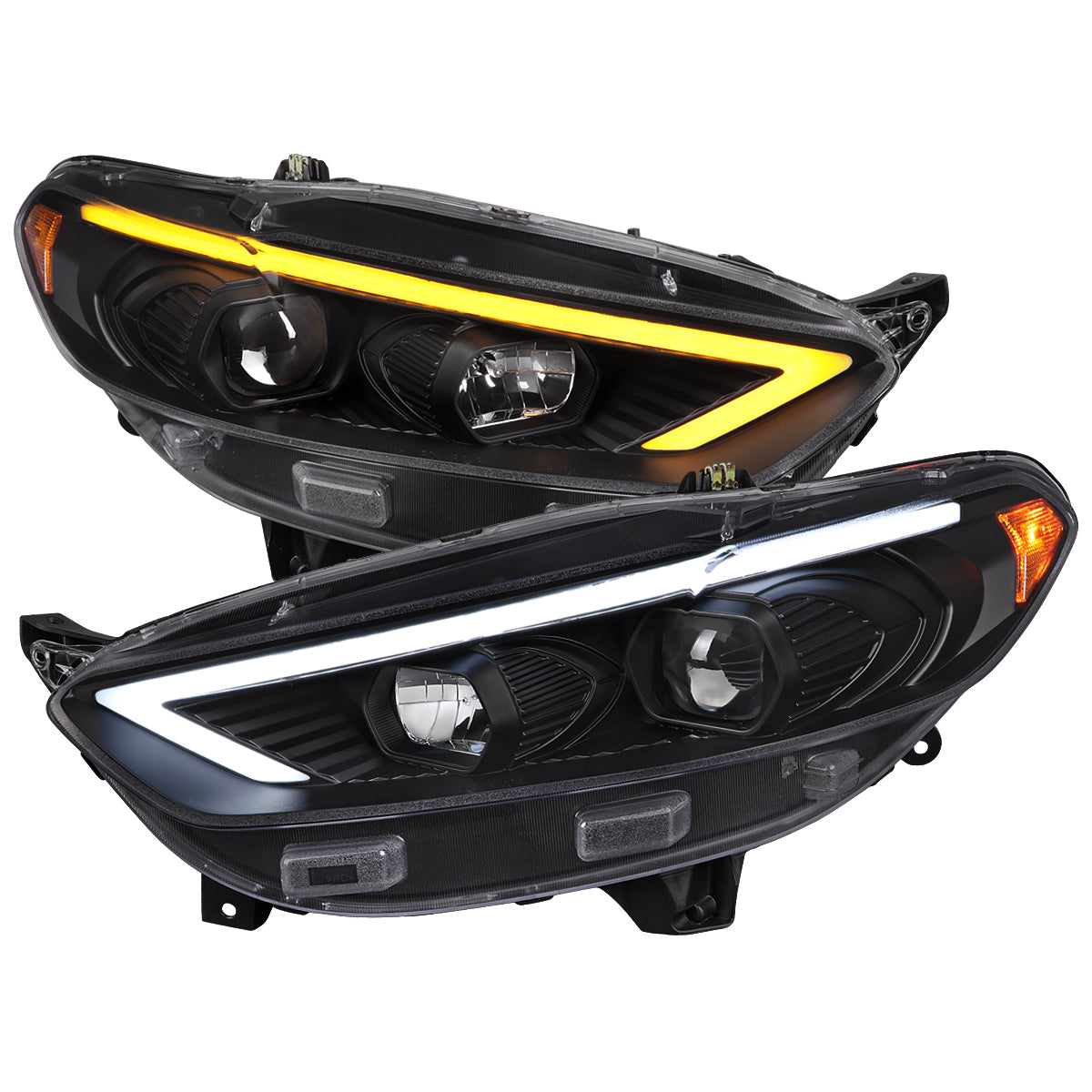 Spec-D 13-16 Ford Fusion Headlights Sequential LED Bar Black/Clear