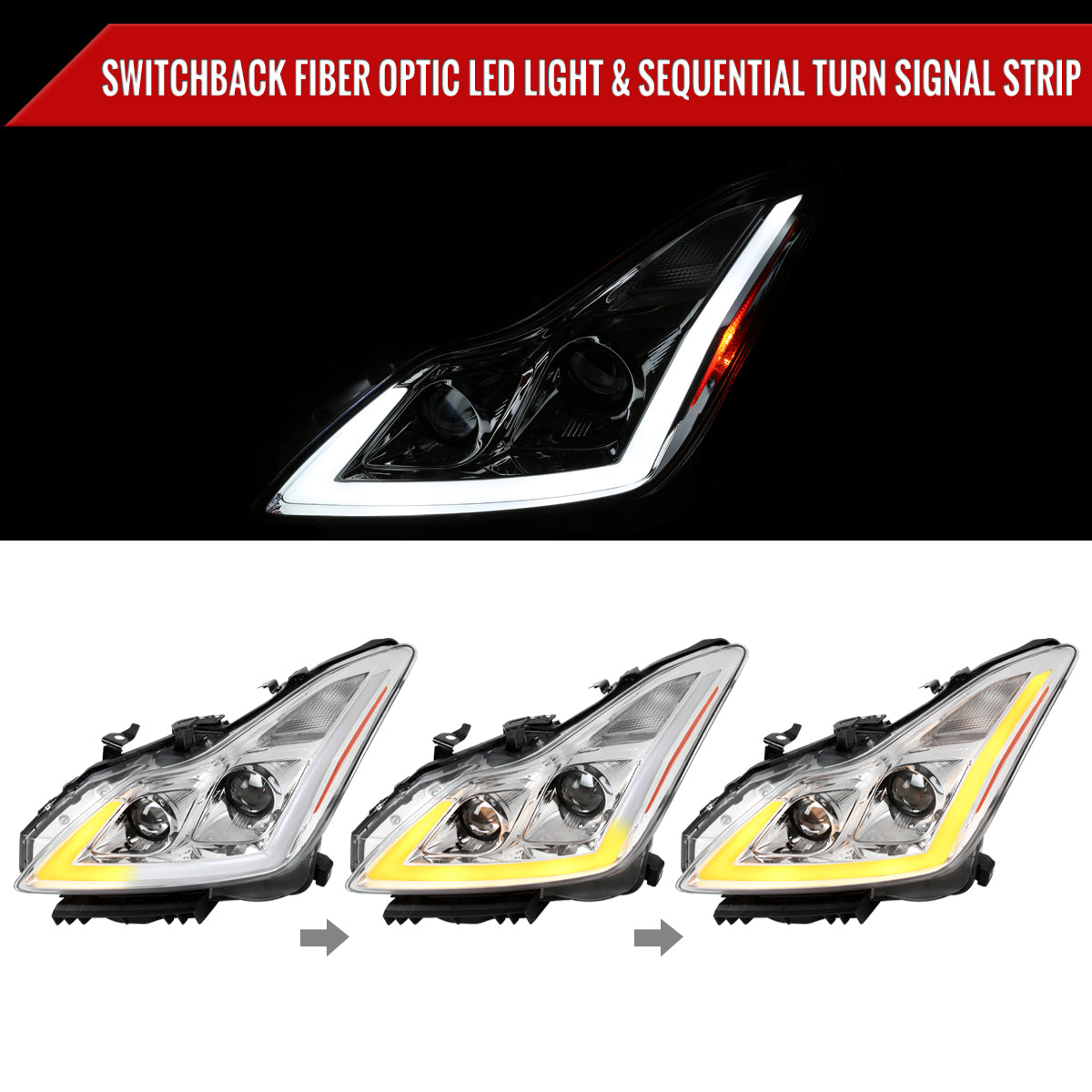 Spec-D 08-13 G37/14-15 Q60 2DR Sequential Headlights Chrome