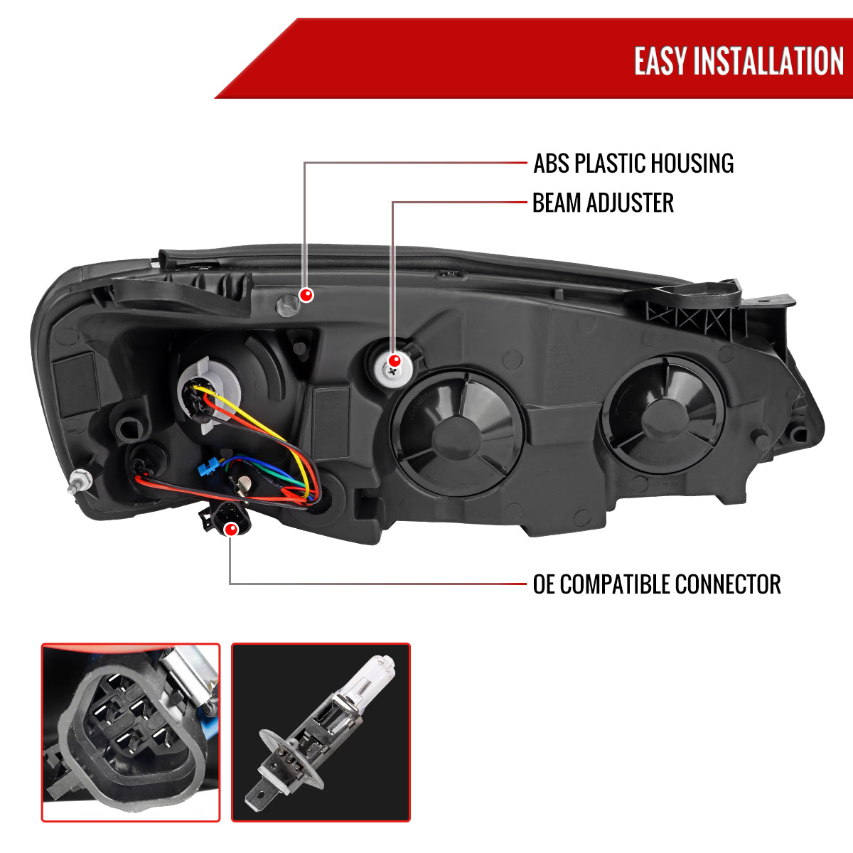 Spec-D 05-10 Pontiac G6 Projector Headlights Strip SEQ Black/Smoked