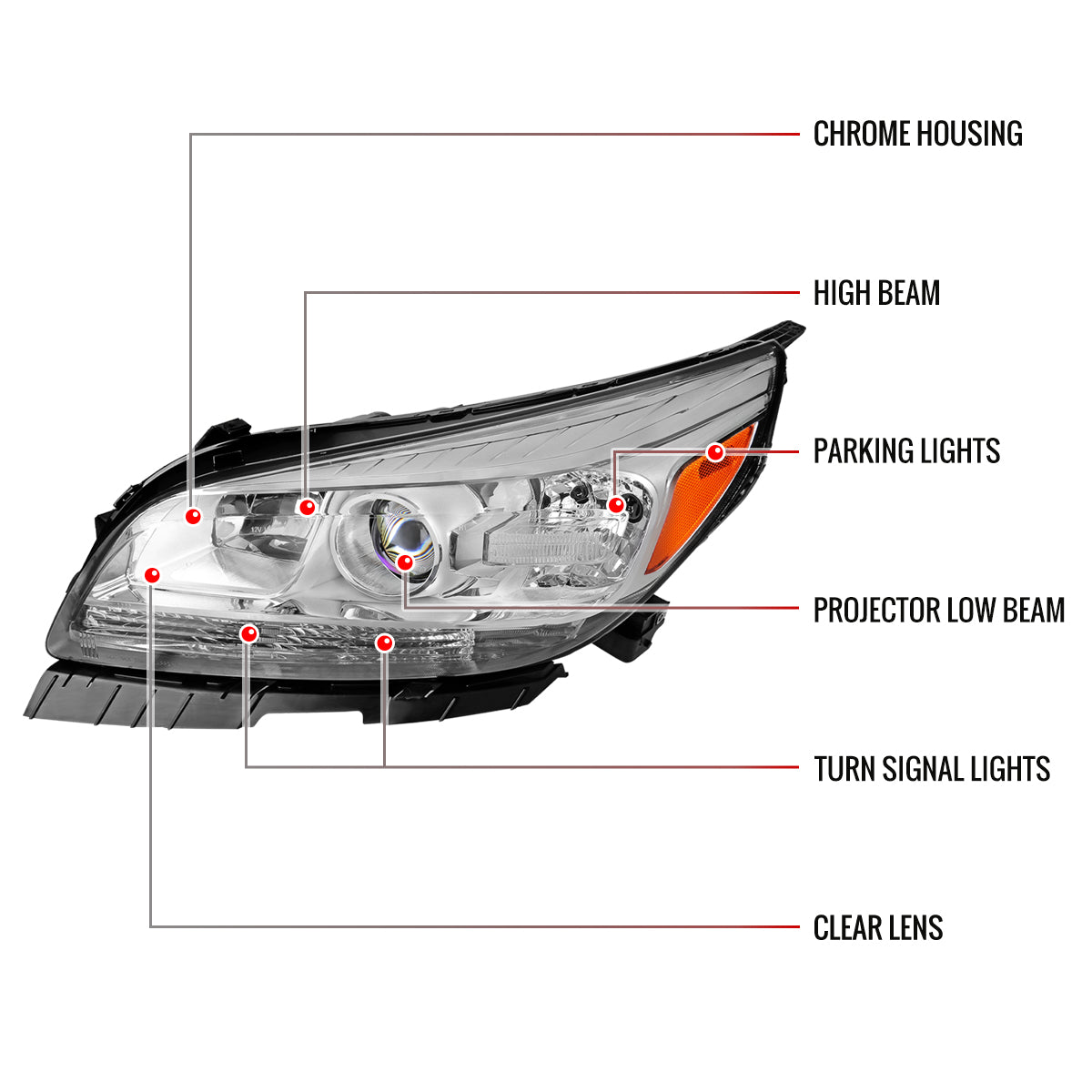 Spec-D 13-15 Malibu/2016 Malibu Ltd Clear Pro Headlights Driver