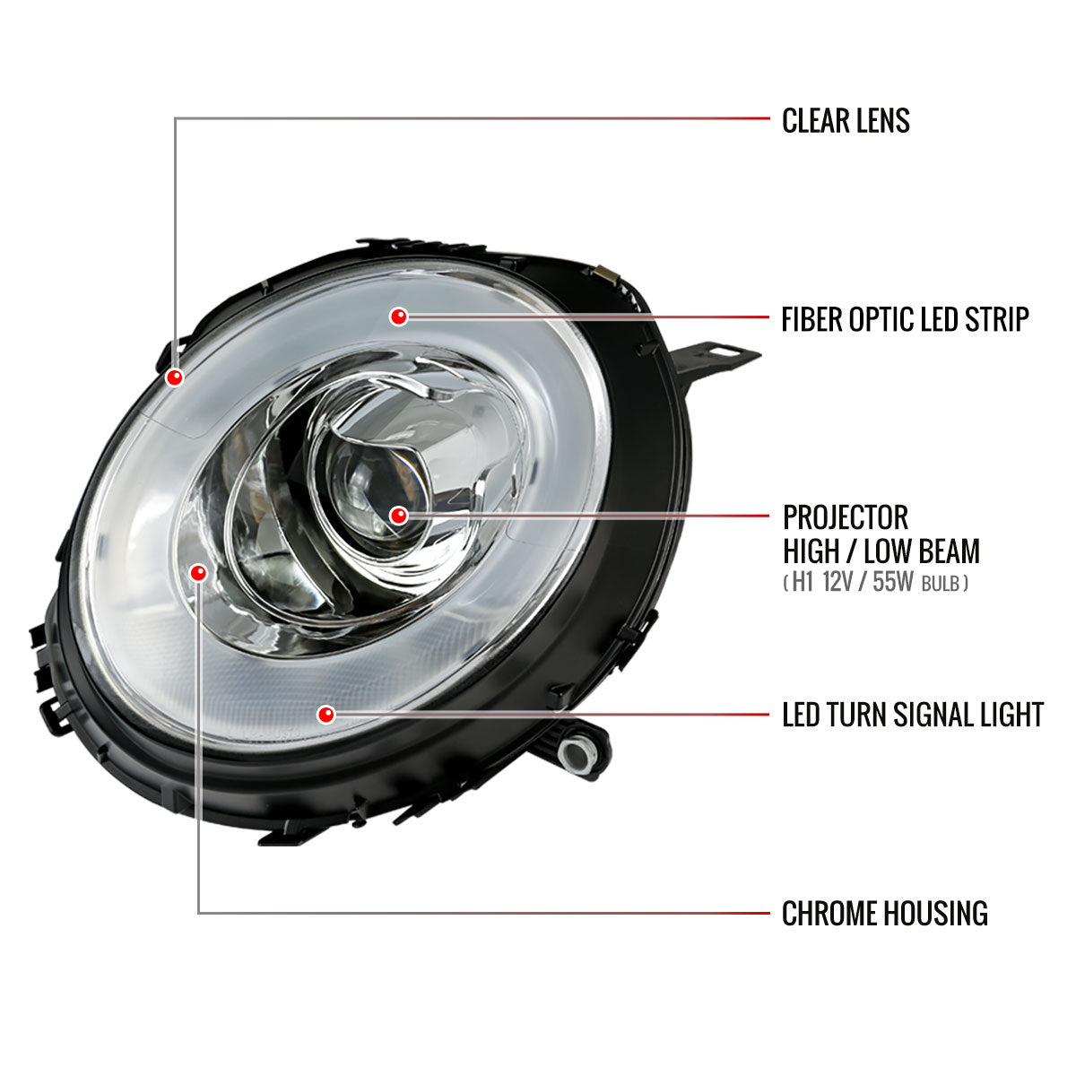 Spec-D 07-15 Mini Cooper R55 R56 R57 R58 R59 Headlights Chrome